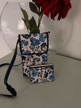 kate spade Blue & White Floral Crossbody with Card Holder